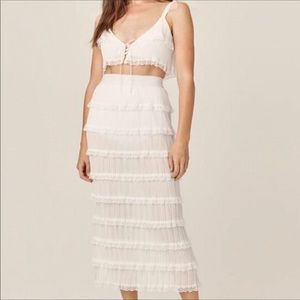 For Love & Lemons White Posie midi skirt